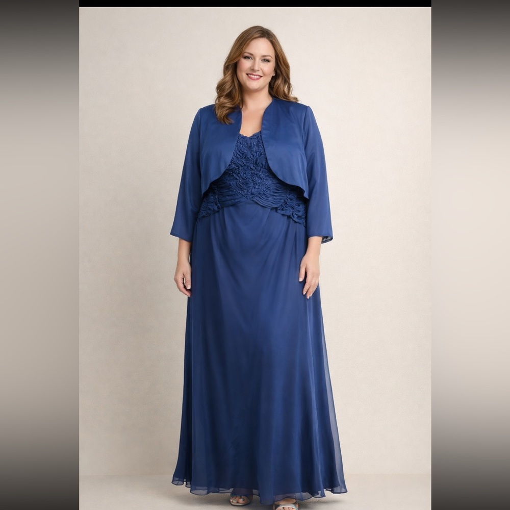 Ignite evenings chiffon long dress and jacket